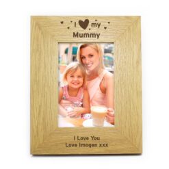 Personalised Oak Finish 4x6 I Heart My Photo Frame