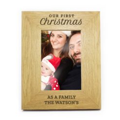 Personalised 'Our First Christmas' 4x6 Oak Finish Photo Frame