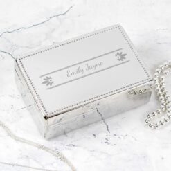 Personalised Petals Rectangular Jewellery Box