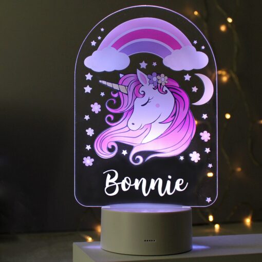 Personalised Pink Unicorn LED Colour Changing Night Light