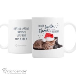 Personalised Rachael Hale Santa Claws Christmas Cat Mug