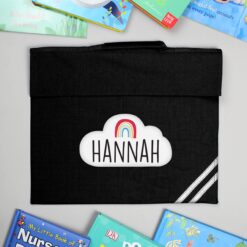 Personalised Rainbow Black Book Bag