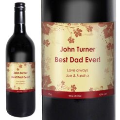 Personalised Red Wine Ivy Label with Gift Box