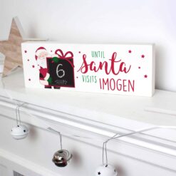 Personalised Santa Christmas Chalk Countdown Wooden Block Sign