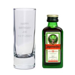Personalised Shot Glass and Miniature Jagermeister - Text Only