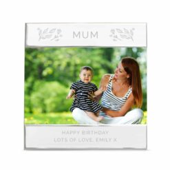 Personalised Silver Floral Square 6x4 Landscape Photo Frame