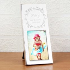 Personalised Small Butterfly Swirl 2x3 Silver Photo Frame