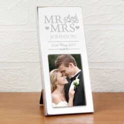 Personalised Small Mr & Mrs 2x3 Silver Photo Frame