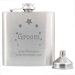 Personalised Stars Groom Hip Flask