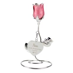 Personalised Swirls & Heart Pink Rose Bud Ornament