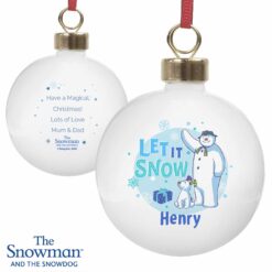 Personalised The Snowman and the Snowdog Blue Bauble