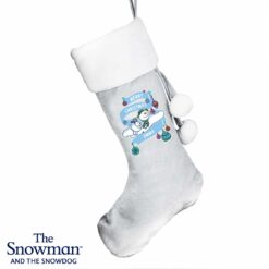 Personalised The Snowman and the Snowdog Luxury Silver Grey Stocking