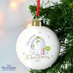 Personalised The Snowman and the Snowdog My 1st Christmas Bauble