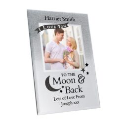 Personalised To the Moon and Back 4x4 Glitter Glass Photo Frame