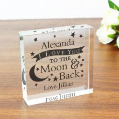 Personalised To the Moon and Back Large Crystal Token