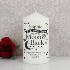Personalised To the Moon and Back Pillar Candle