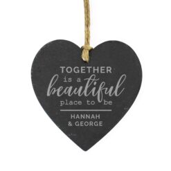 Personalised Together Slate Heart Decoration
