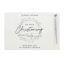 Personalised 'Truly Blessed' Christening Hardback Guest Book & Pen