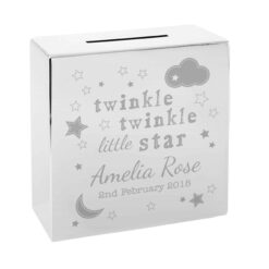 Personalised Twinkle Twinkle Square Money Box