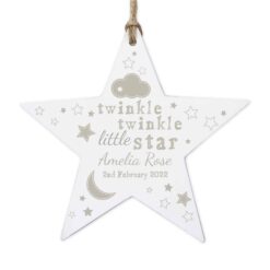 Personalised Twinkle Twinkle Wooden Star Decoration