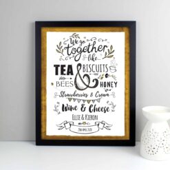 Personalised 'We Go Together Like' Black Framed Print