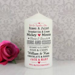 Personalised We Go Together Like... Pillar Candle