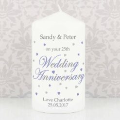 Personalised Wedding Anniversary Pillar Candle