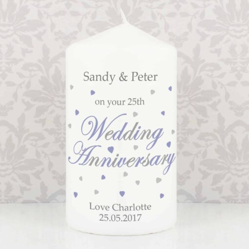 Personalised Wedding Anniversary Pillar Candle