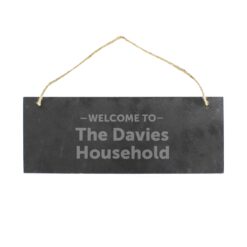 Personalised 'Welcome To' Hanging Slate Plaque