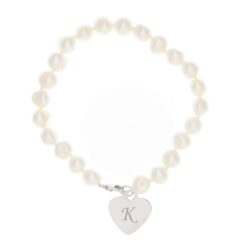 Personalised White Freshwater Scripted Initial Pearl Bracelet