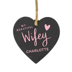 Personalised Wifey Slate Heart Decoration