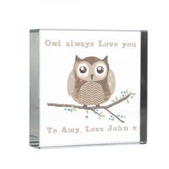 Personalised Woodland Owl Large Crystal Token
