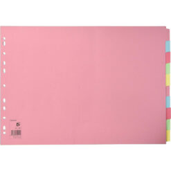 5 Star A3 10 Part Landscape Coloured Subject Dividers Multi Punched Manilla Board