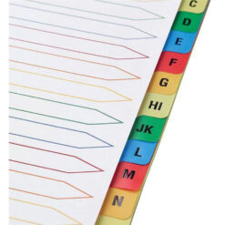 5 Star A4 A-Z 20-Part Subject Dividers Multi Punched Mylar-Reinforced Multicolour Tabs