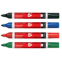 5 Star Flipchart Marker Pens 2mm Bullet Tip Pack of 4