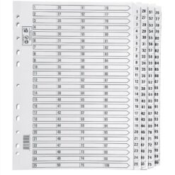 5 Star Office Index Dividers 1-100 Multipunched Tabs