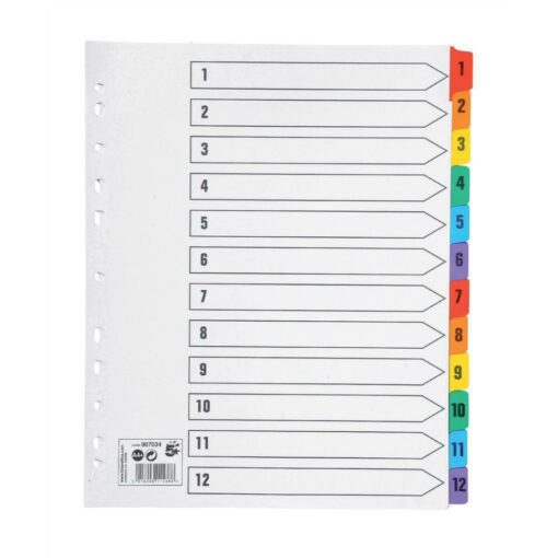 5 Star Office Index Dividers 1-12 Multipunched Extra Wide