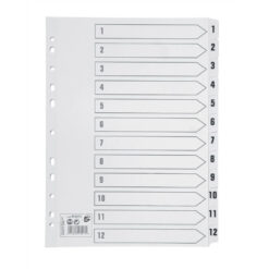5 Star Office Index Dividers 1-12 Multipunched Tabs