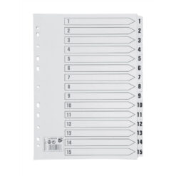 5 Star Office Index Dividers 1-15 Multipunched Tabs