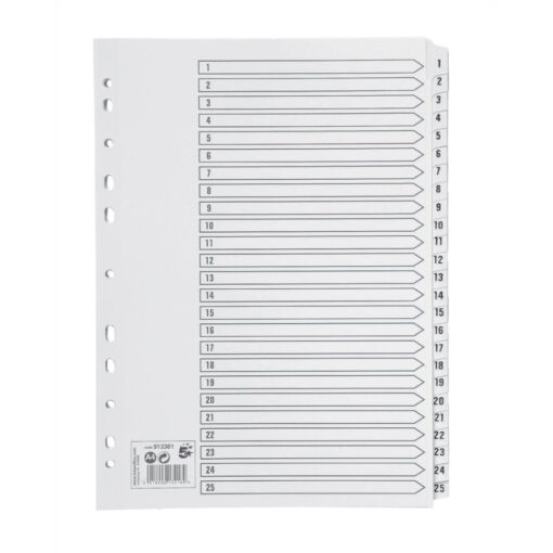 5 Star Office Index Dividers 1-25 Multipunched Tabs