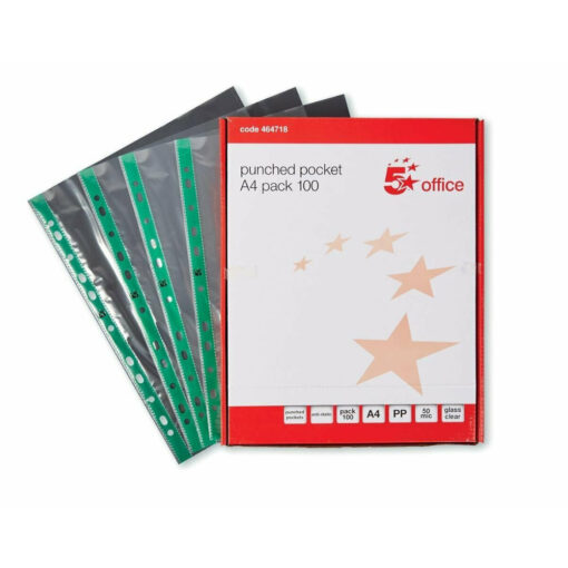 5 Star Office Punched Pocket Pack Of 100