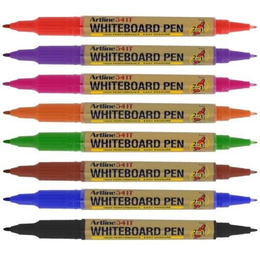 Artline 2-In-1 Whiteboard Markers Twin Tip Pack of 8