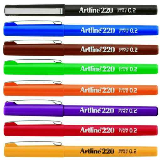 Artline 220 Fineliner Technical Drawing Marker Assorted Pack of 8
