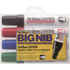 Artline 5109A Big Nib Whiteboard Marker Pen Assorted Colours 4 Pack