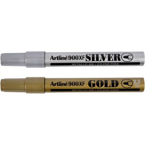 Artline 900XF Metallic Marker Pen Bullet Tip Gold + Silver