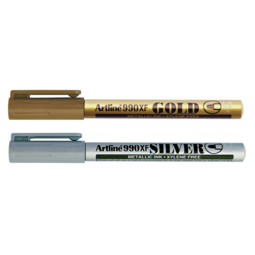 Artline 990XF Metallic Permanent Marker Pen Gold and Silver