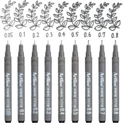 Artline Drawing System Pens Black Ink Wallet 6 Pack