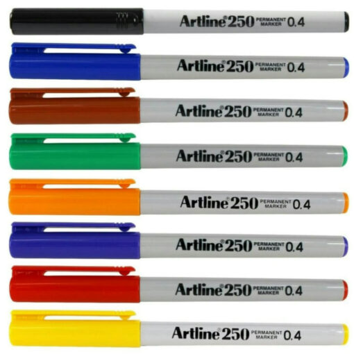 Artline EK250 Extra Fine Permanent Marker Pens Assorted Pack of 8