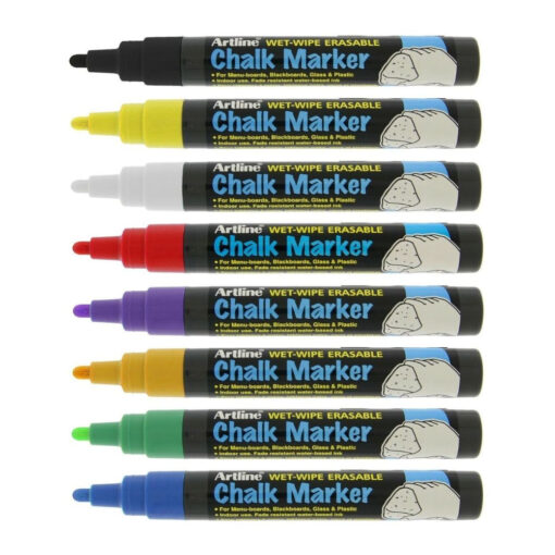 Artline EPW4 Chalk Marker Pen Assorted Colours Pack of 8