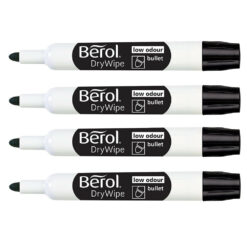 Berol Drywipe Whiteboard Markers Bullet Tip - Pack Of 4